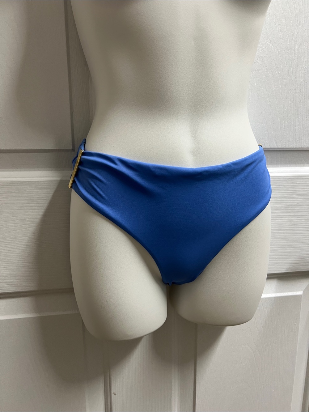 Victoria's Secret sky Blue Bikini Bottom Gold Buckle medium M 536